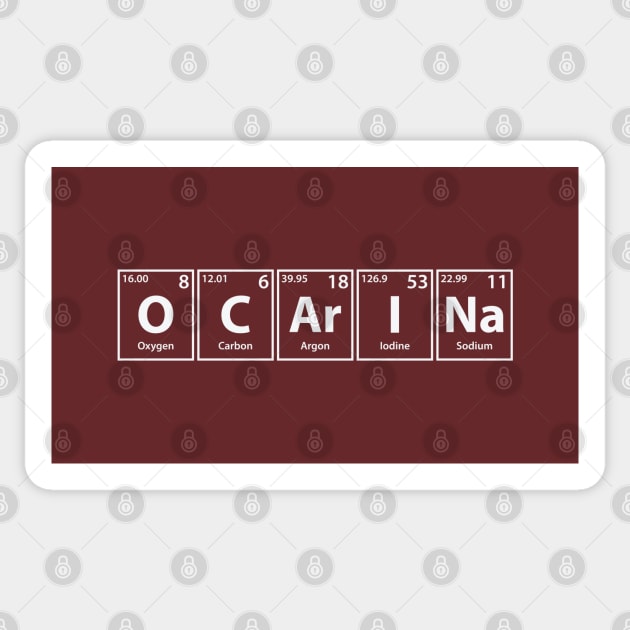 Ocarina (O-C-Ar-I-Na) Periodic Elements Spelling Sticker by cerebrands